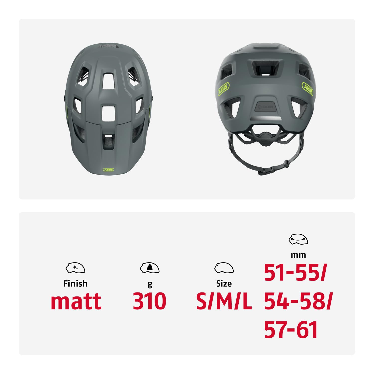 ABUS MTB-Helm MoDrop - robuster Fahrradhelm mit guter Belüftung für Mountainbiker - individuelle Passform - für Damen und Herren - Grau Matt, L