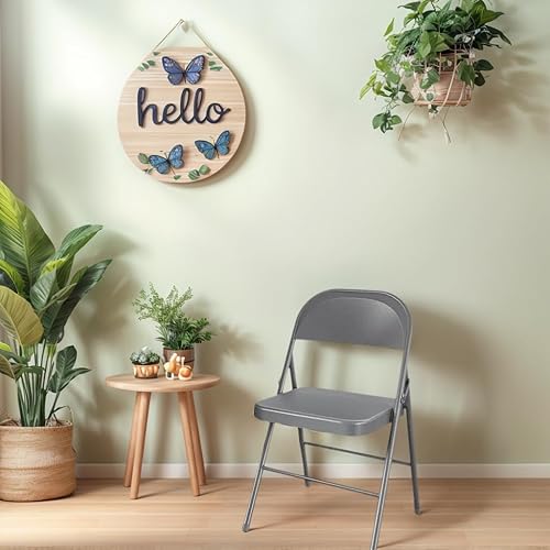 Miniatura 2 de Silla plegable de metal con respaldo, silla de metal con doble bisagra, fácil de plegar y apilable para oficina, escritorio, comedor y conferencias.