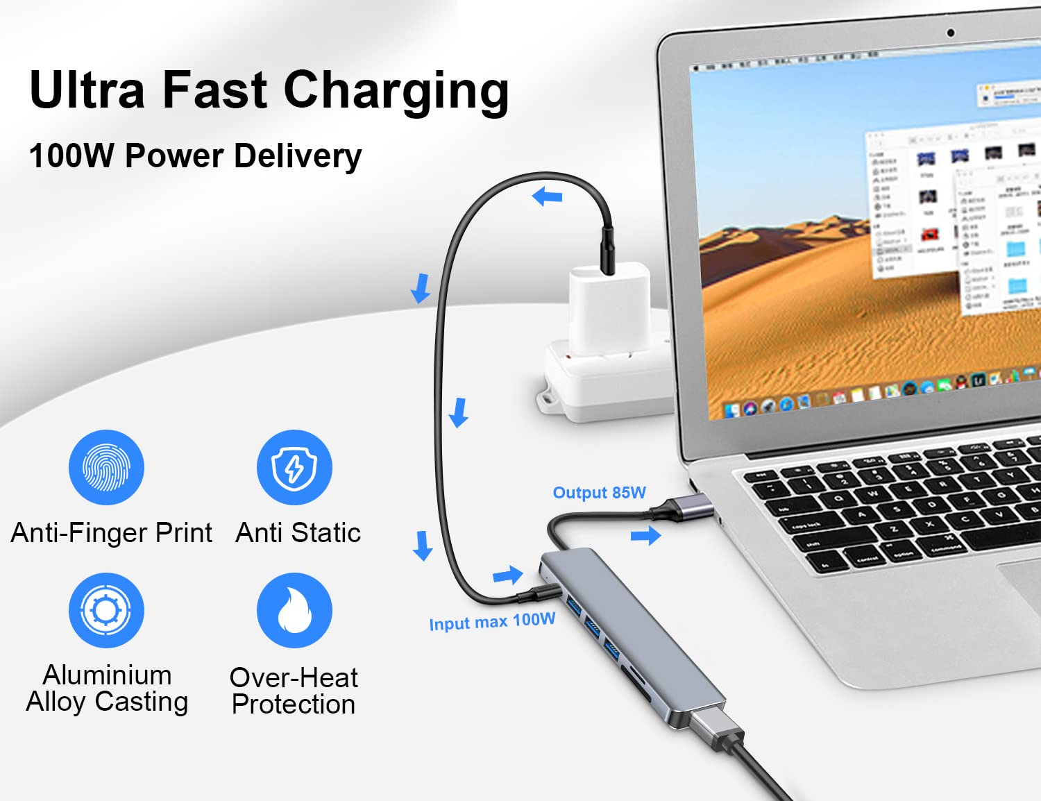 Adattatore USB C HDMI Hub per MacBook Pro/Air M1 M2,iTSOHOO 7 in 1 da Tipo C a HDMI 4K, porte USB 3.0/2.0, lettore di schede SD/TF, adattatore multiporta di ricarica 100W PD per Chromebook/XPS/Surface