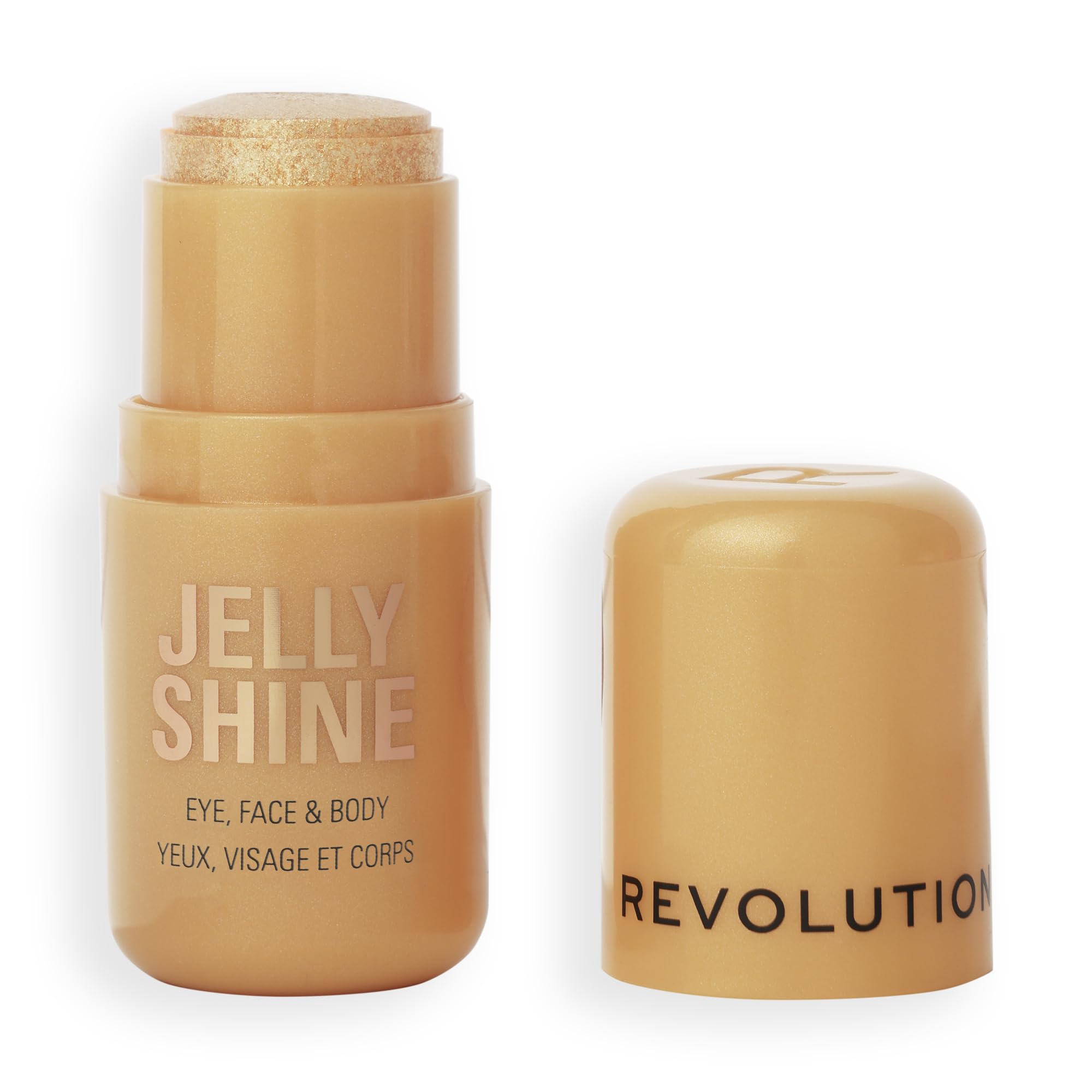 Revolution Jelly Shine Eye, Face & Body Highlight Stick, Jelly Formula with Pearlescent Shimmer Effect, Vegan & Cruelty-Free, Celestial Gold