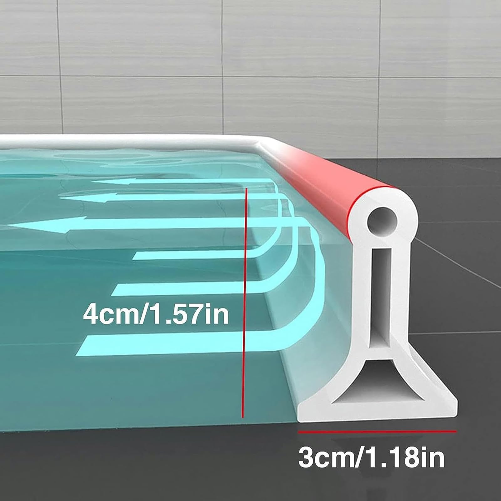 Striscia di Fissaggio per Guarnizione del Pavimento, Paraspruzzi per Doccia Pieghevole Autoadesiva in Silicone, Striscia Impermeabile per Barriera della Diga dell'Acqua per Soglia della Doccia, per Cu