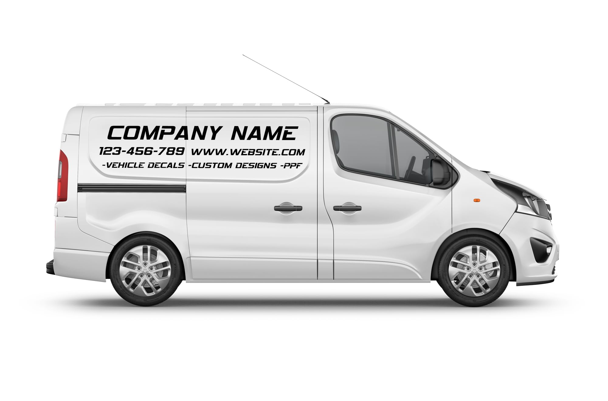 Custom decals stickers vinyl bussines company signs lettering and numbers personalized text for Vans