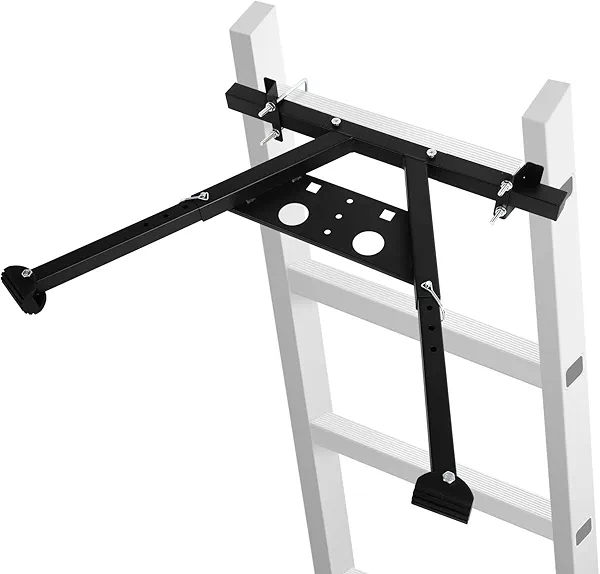 Ladder Stabilizer, Adjustable Legs Extension Ladder Stabilizer, Anti-Slip Ladder Standoff withstands 440 LBS Weight Rating, Built-in Tool Tray Ladder Accessories for Roofing and Gutter Work