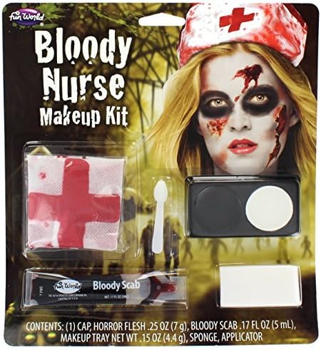 Bloody Enfermera Make Up Kit con tapa, Horror Carne, Bloody Scab, & esponja de maquillaje