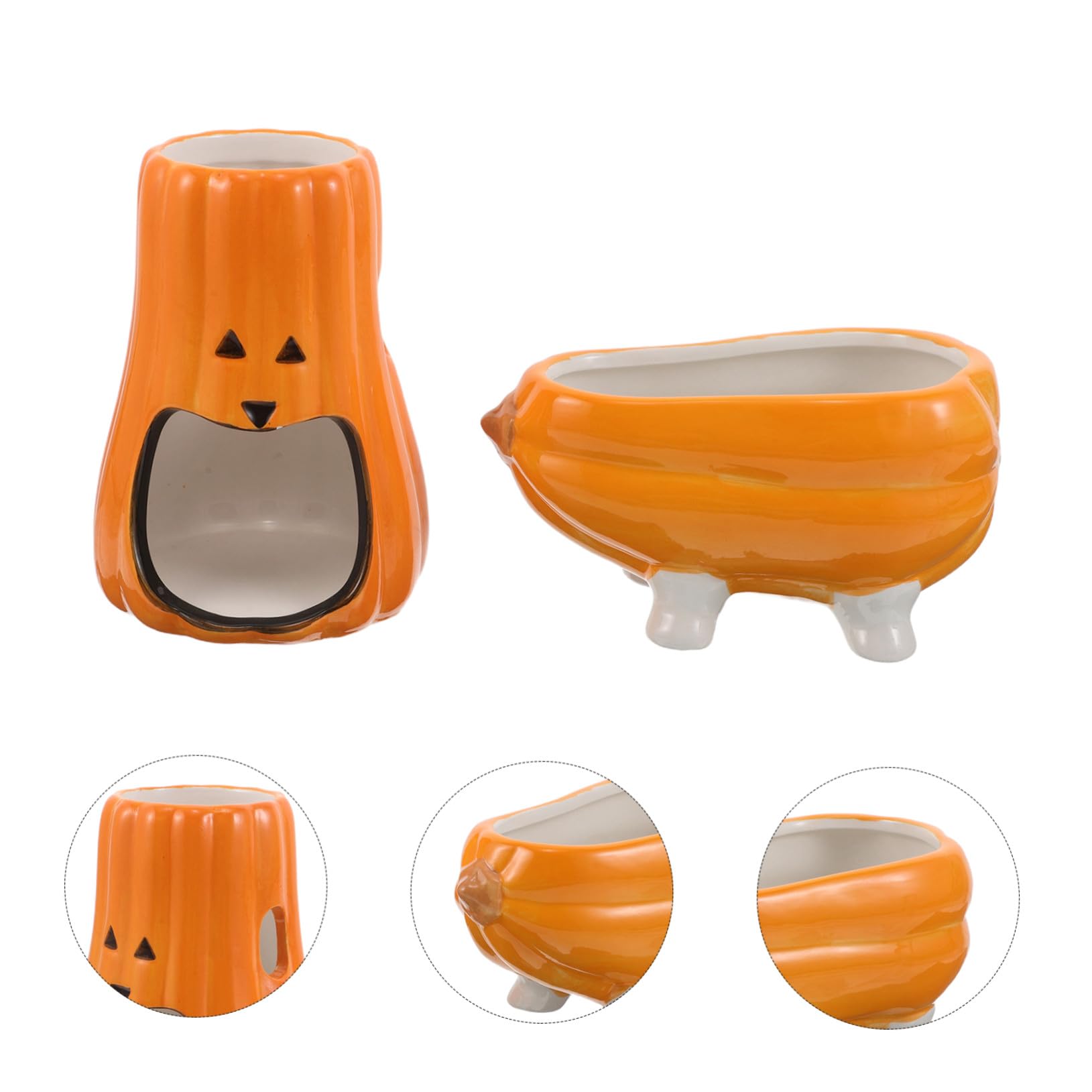 ERINGOGO Keramik Hamster Trinkflaschenhalter Kürbisform Stabiler Wasserspender mit Kippschutz-Basis für Kleine Tiere Wie Hamster Mäuse Kaninchen als Trinkstation und Unterschlupf