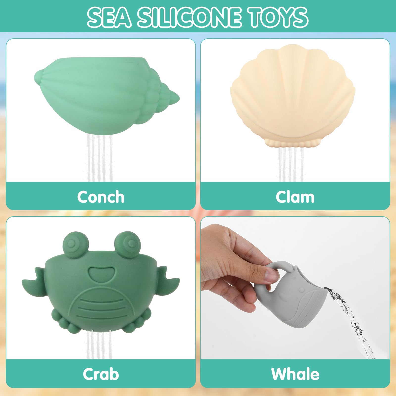 Giochi Bagnetto, 16 Pezzi Giocattoli da Bagno per Bambini con Tazza a Cascata Barchette da Bagno Impilabili e Giocattoli Animali Giungla,Giocattolo a Acqua per Bagno, Piscina, Spiaggia