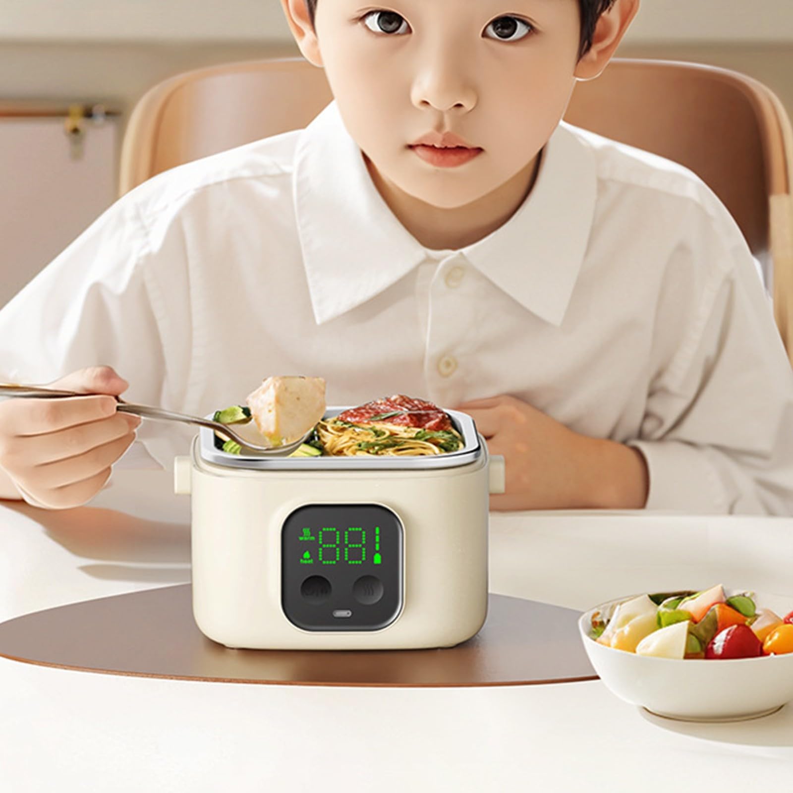 Ciotola scaldavivande Intelligente per Alimenti per Bambini Scatola per Pranzo riscaldante Ricaricabile con vasi Interni in Acciaio antiruggine 304 per Ciotola riscaldante Intelligente