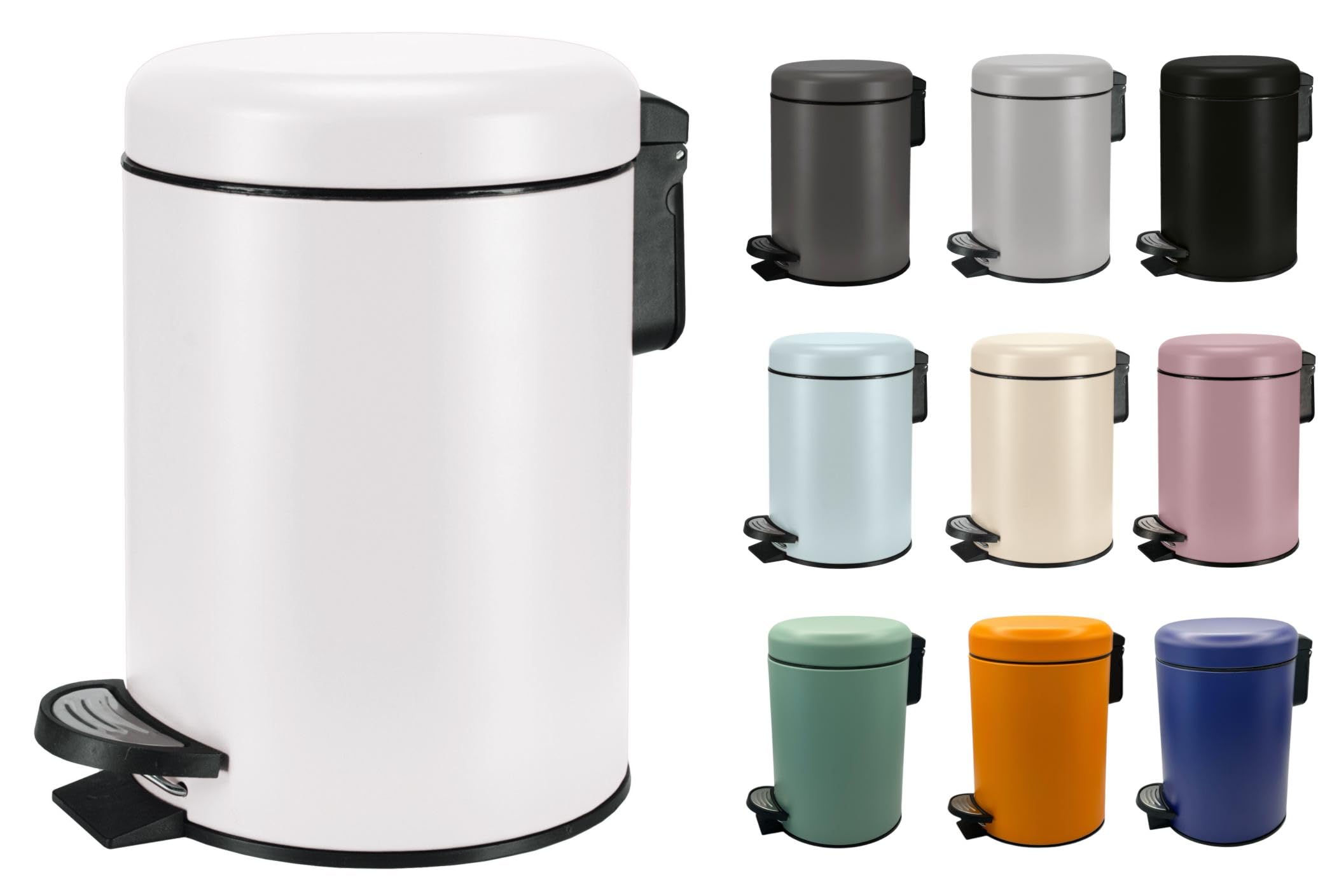 KW Soft Shade Small Round Pedal Bin 3ltr (Soft White, 3 Ltr)-image-34
