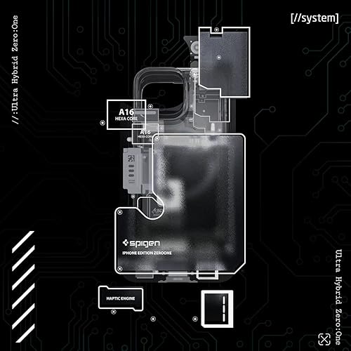 Miniatura 4 de Spigen Ultra Hybrid MagFit Funda con Impresión Digital Directa para iPhone 14 Pro Max Diseño PersonalizadoCompatible con Magsafe - Zero One Negro