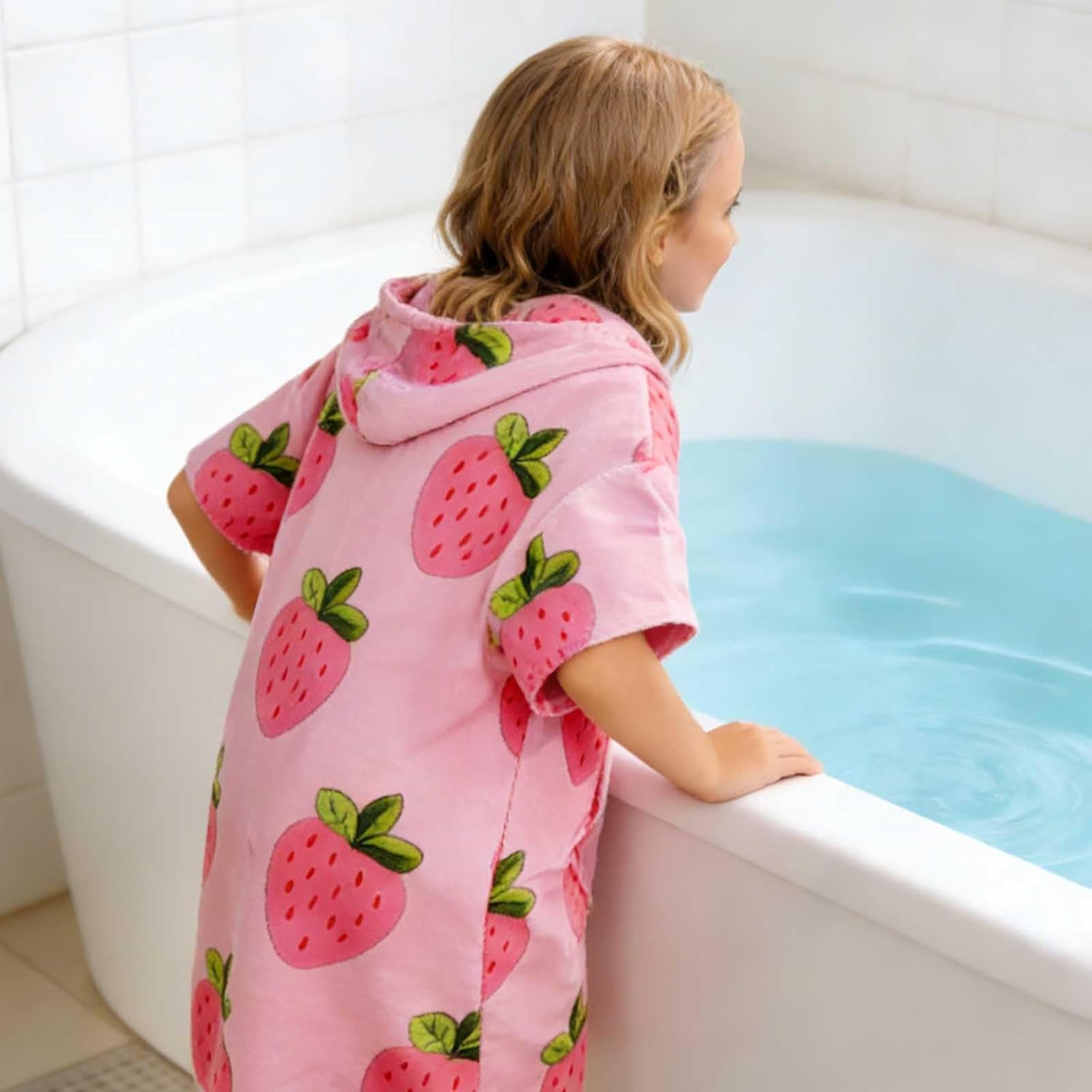 Kids Hooded Poncho Towels, Wearable, Absorbent Hooded Beach Towel for Girls and Boys Girls 7-14 Years Cartoon- Themed Wearable Towel Perfect for Kids At The Bath, Beach