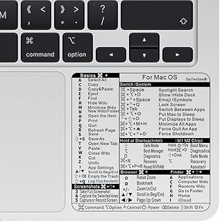 Se7enline Mac OS Keyboard Shortcuts Vinyl Sticker Long-Lasting No-Residue Adhesive Compatible with All MacBook Air or Pro M1/M2/Intel Premium Decal