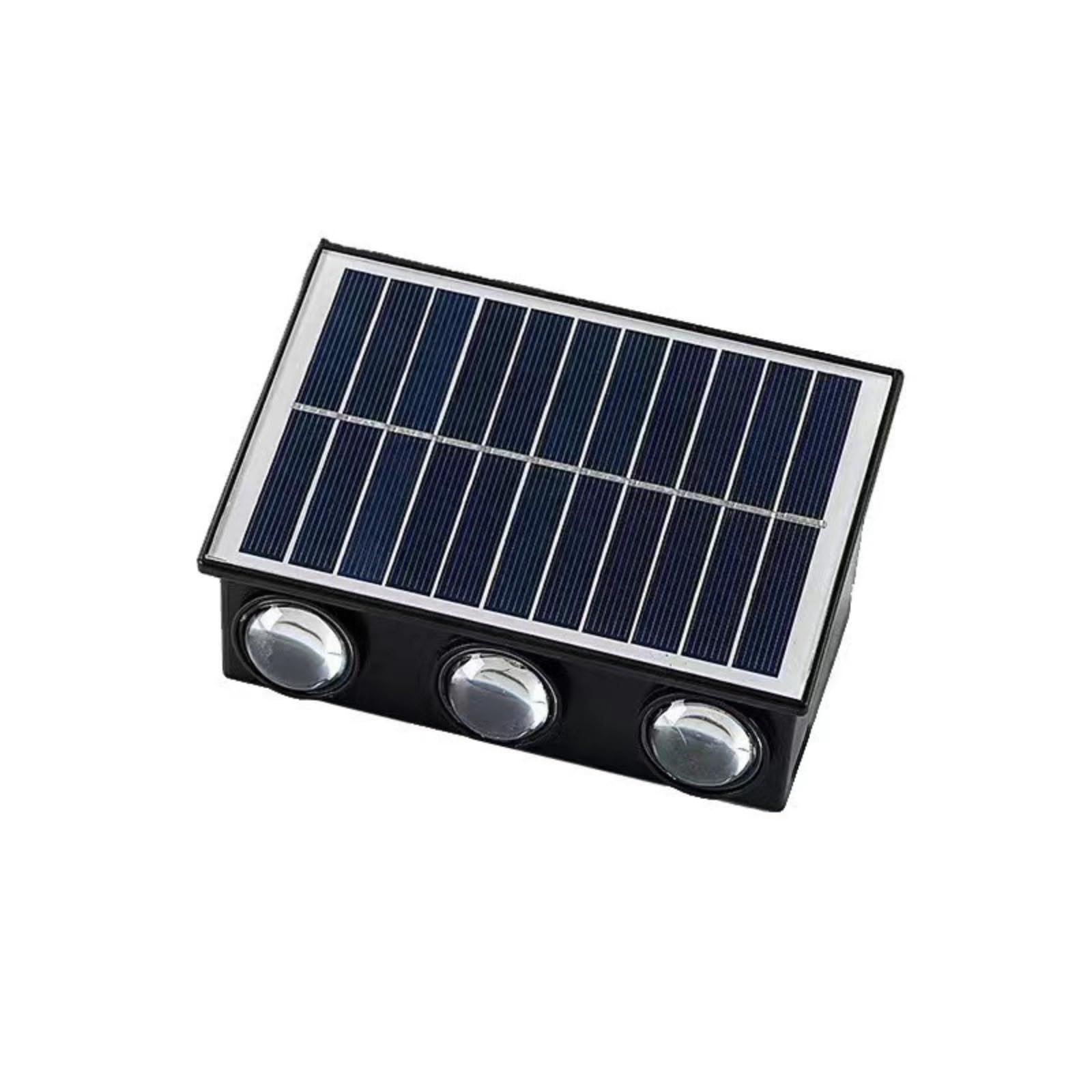 CH HIUBIE Solar LED Garden Lights Outdoor - Super Bright Up & Down Fence Lighting, Waterproof Durable, Energy Grade A+++, Easy Install (Tri-Color Light,6 Led Lights(1 Pack))