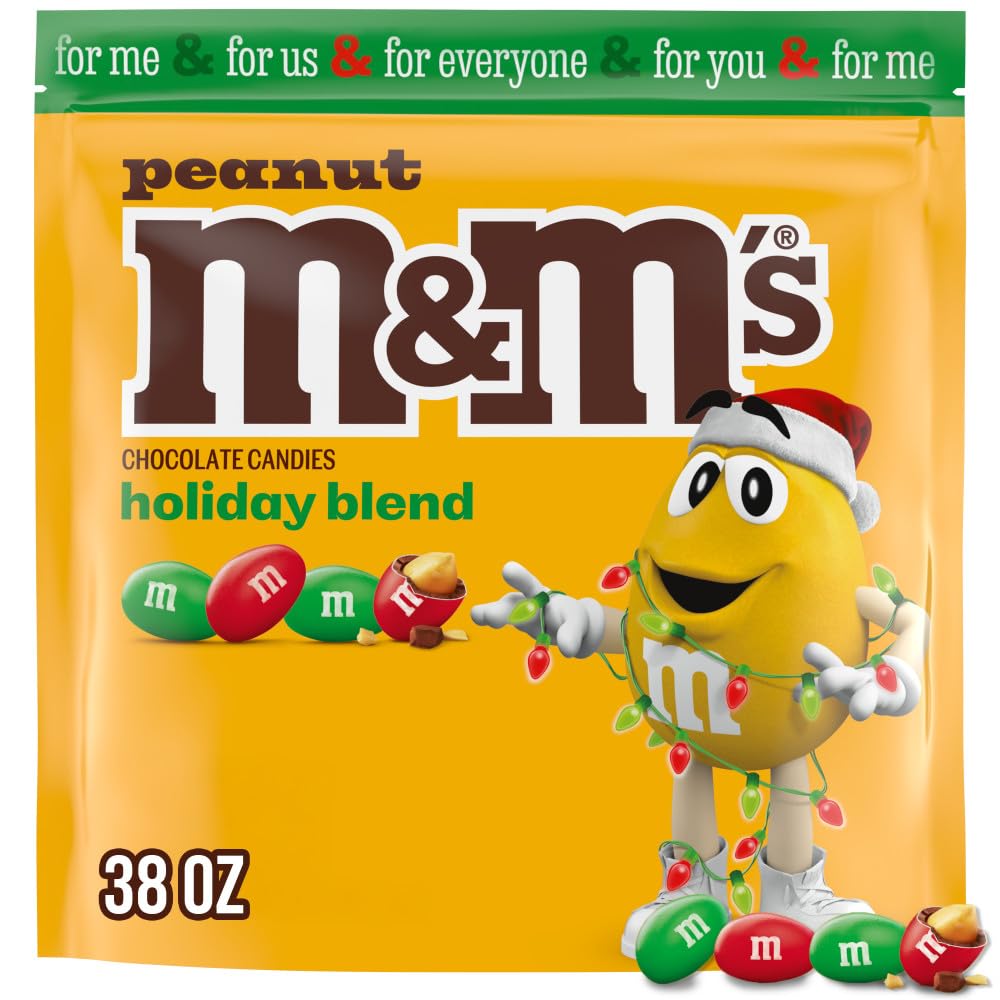 M&M'S Peanut Milk Chocolate Candy, Christmas Stocking Stuffers, Bulk Christmas Candy 38 oz Bag