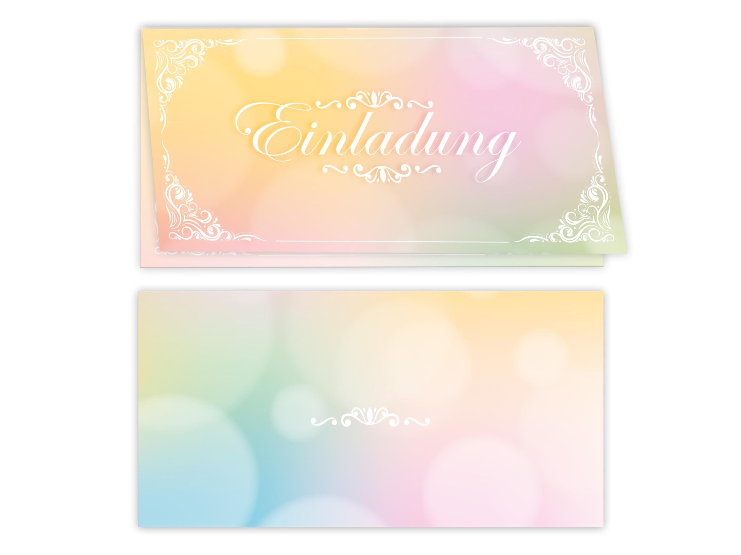 250 Einladungskarten für Hochzeit, Standesamt, Geburtstag, Konfirmation, Kommunion, Jugendweihe, Taufe, Geburtstag Jubiläum. Klappkarten DIN lang (21 x 10,5 cm). Elegantes Design zarter Farbverlauf