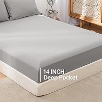 Vista 42 de Simple&Opulence Linen Fitted Sheet (1 Piece) - 14 Inch Deep Pocket Mattress Cover Natural Flax Cotton Blended Soft Breathable Bedding - Linen, Full