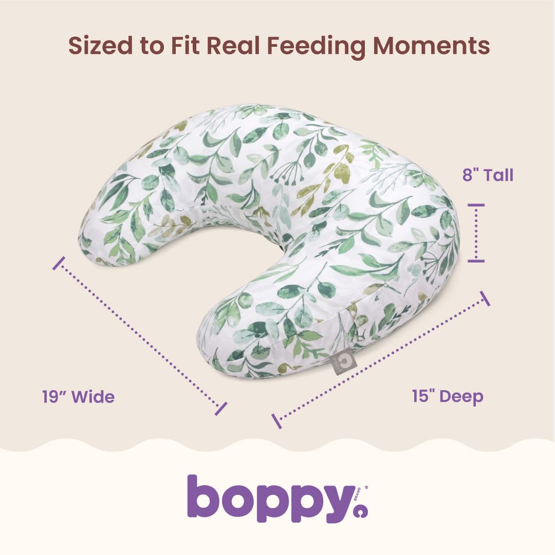 Boppy Stillkissen - Grünes Salbeiblatt - Größeres, stützendes Kissen zum Stillen & Flaschenfüttern - Festere Füllung, Höhere Hebung, größere Fläche als Original Stillkissen