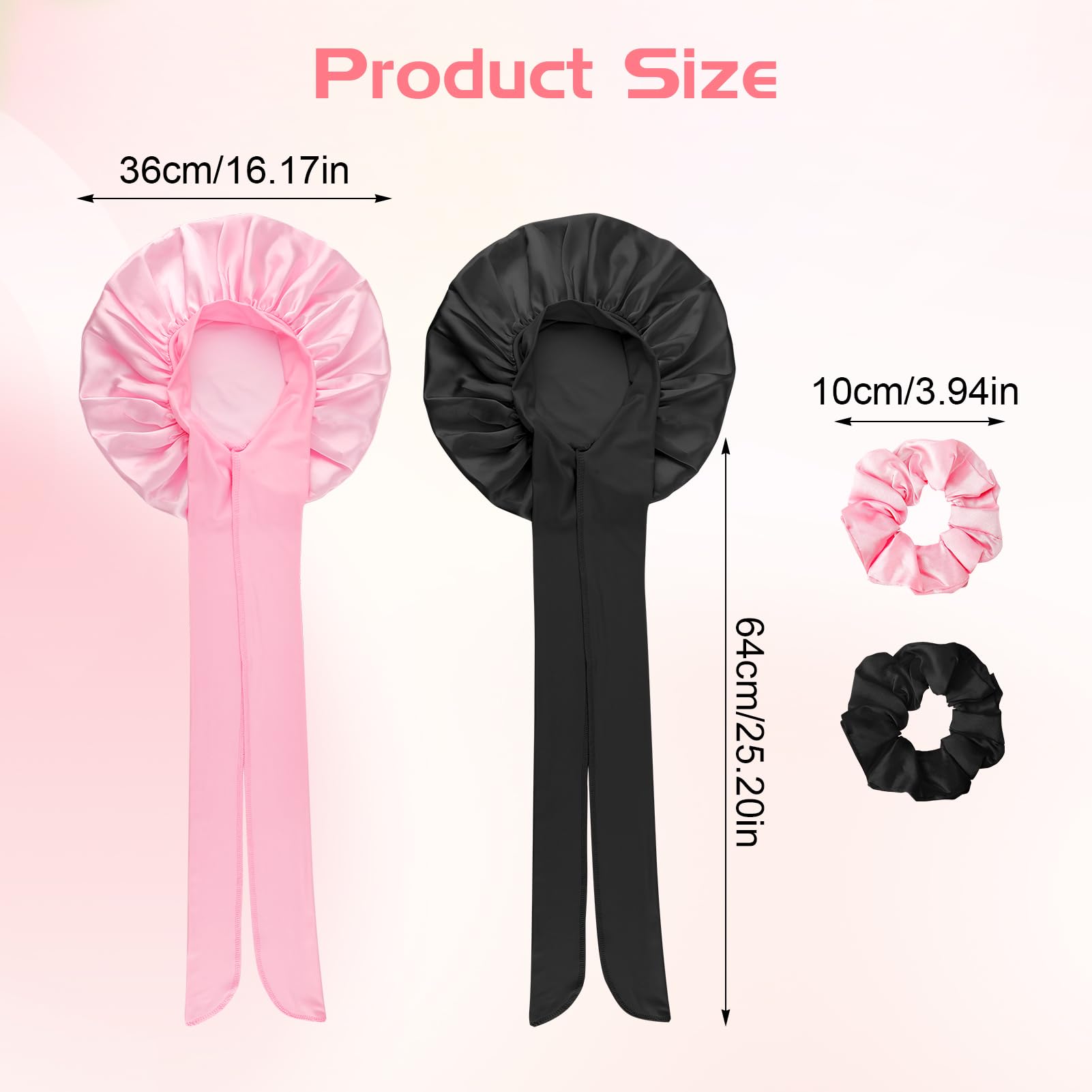ViEinkaufen 2 Pcs Silk Bonnet, Elastic Silk Sleep Bonnet Adjustable Satin for Hair Sleeping Women Girls, Multicolor - Image 2
