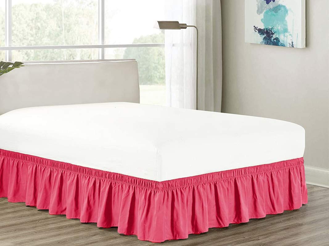 Pink Bed Skirt Wrap Around 600Microfiber with Easy Fit with 18''' Inch Tailored Drop - Shrinkage and Fade Resistant with Microfiber 18'' Bed Skirt Queen Size [60'' x 80'']-picture-20
