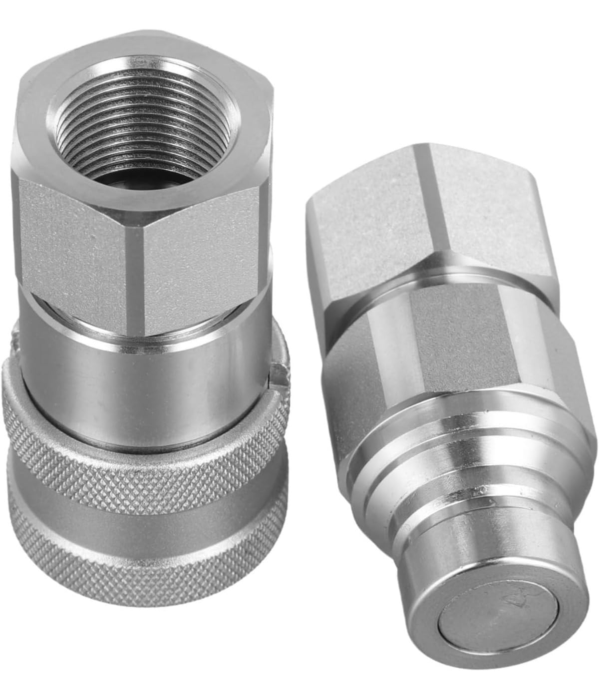 FF płaskie szybkozłącze hydrauliczne, adapter hydrauliczny, kompatybilny z armaturą NPT 1/4 3/8 1/2 3/4, srebrne, 2 sztuki (G3/4)