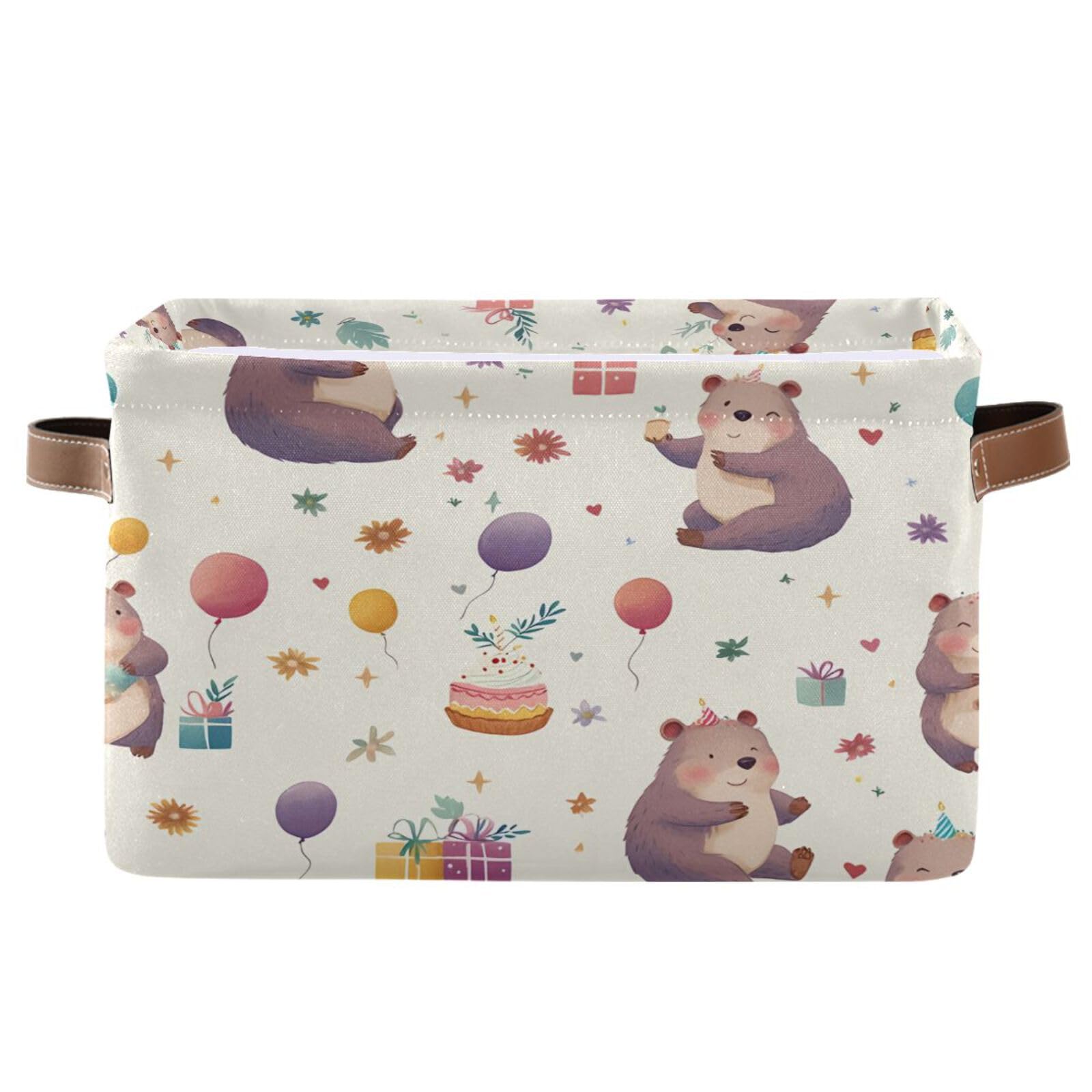 PaChyLuu Wombats Storage Basket Bin Canvas Fabric Organizer Toys Basket with Handles for Home Office Nursery, Clothes, Gifts, 1 Pcs