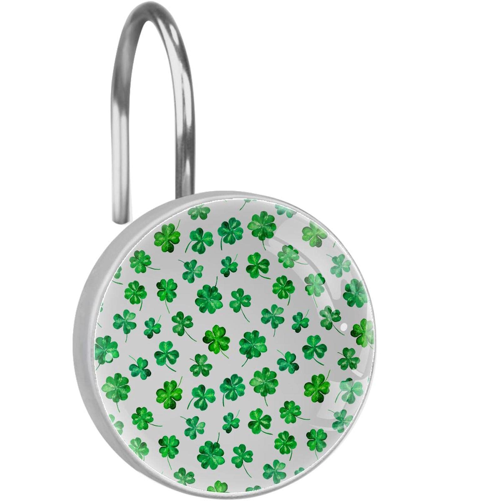 Anneaux de rideau de douche vert Saint Patrick motif aquarelle x12