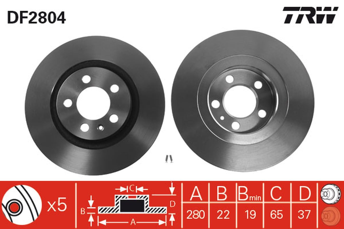 TRW DF2804 Rotores de Discos de Frenos