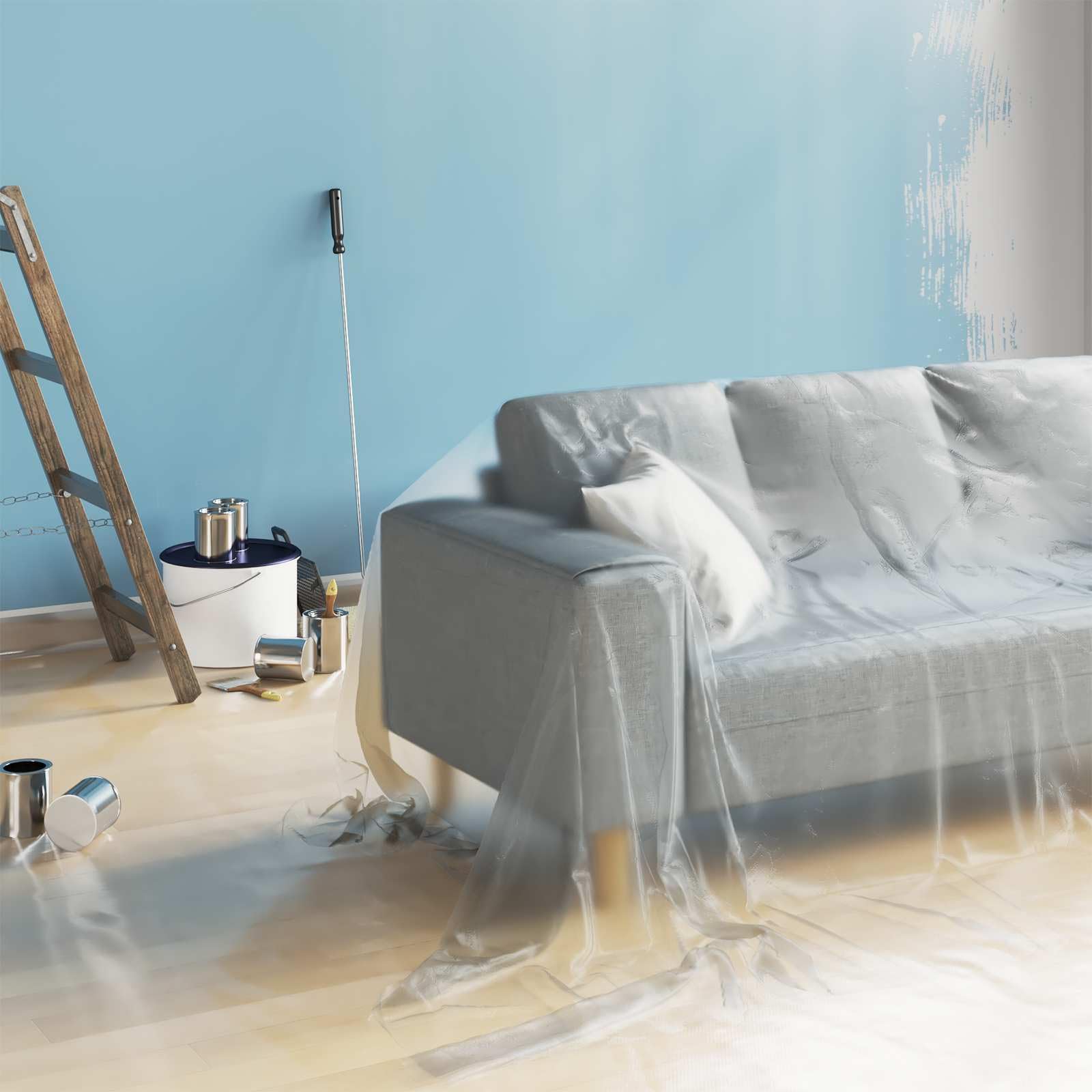 Mangloder Staubblatt Set 12 transparente HDPE Abdeckfolien 400 x 500 cm fürs Abdecken von Boden und Möbeln bei Renovierung Reparatur Innenarbeiten wasserdichtes Schutzgewebe