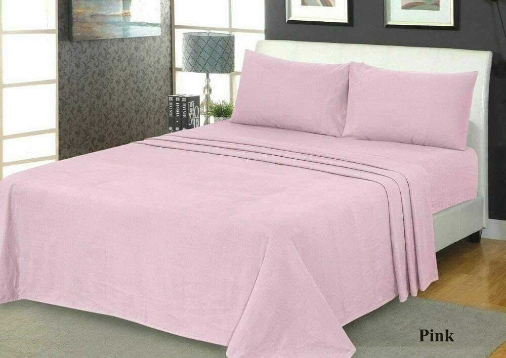 Northren Luxe Extra Deep Thermal Flannelette Fitted & Flat Sheet 100% Brushed Cotton - 32cm/13 inch Super Soft, Cozy, and Warm Bedding (Pink, Pillowcase Pair) — image 1