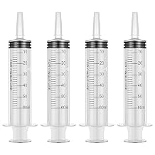 4pcs Syringe 60ml Large Plastic Syringe Oil Suction Syringe for Animal Feed, Liquid Measurement, Watering