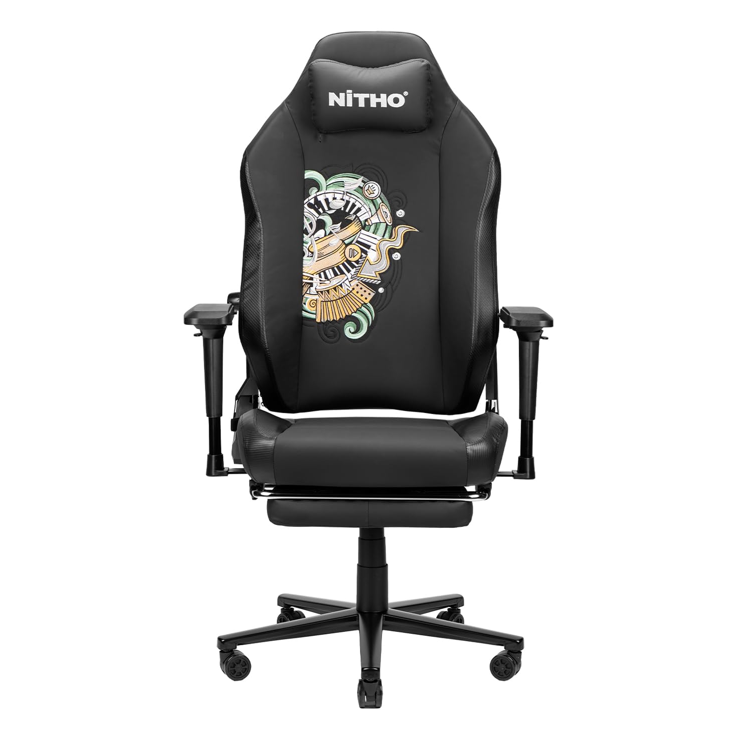 NiTHO FORGE Gaming Office Chair | Ergonomic Reclining Computer Desk Chair with Magnetic Headrest, Foldable Footrest, Adjustable Lumbar Support, 4D Armrests, Swivel Chair for Work or Study, Black-image-26