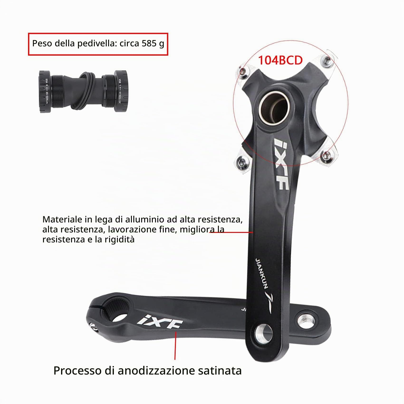 ENGWE MTB Guarnitura per mountain bike Cava Integrata Pedivella Modificata Singolo Disco 32T 34T 36T 38T