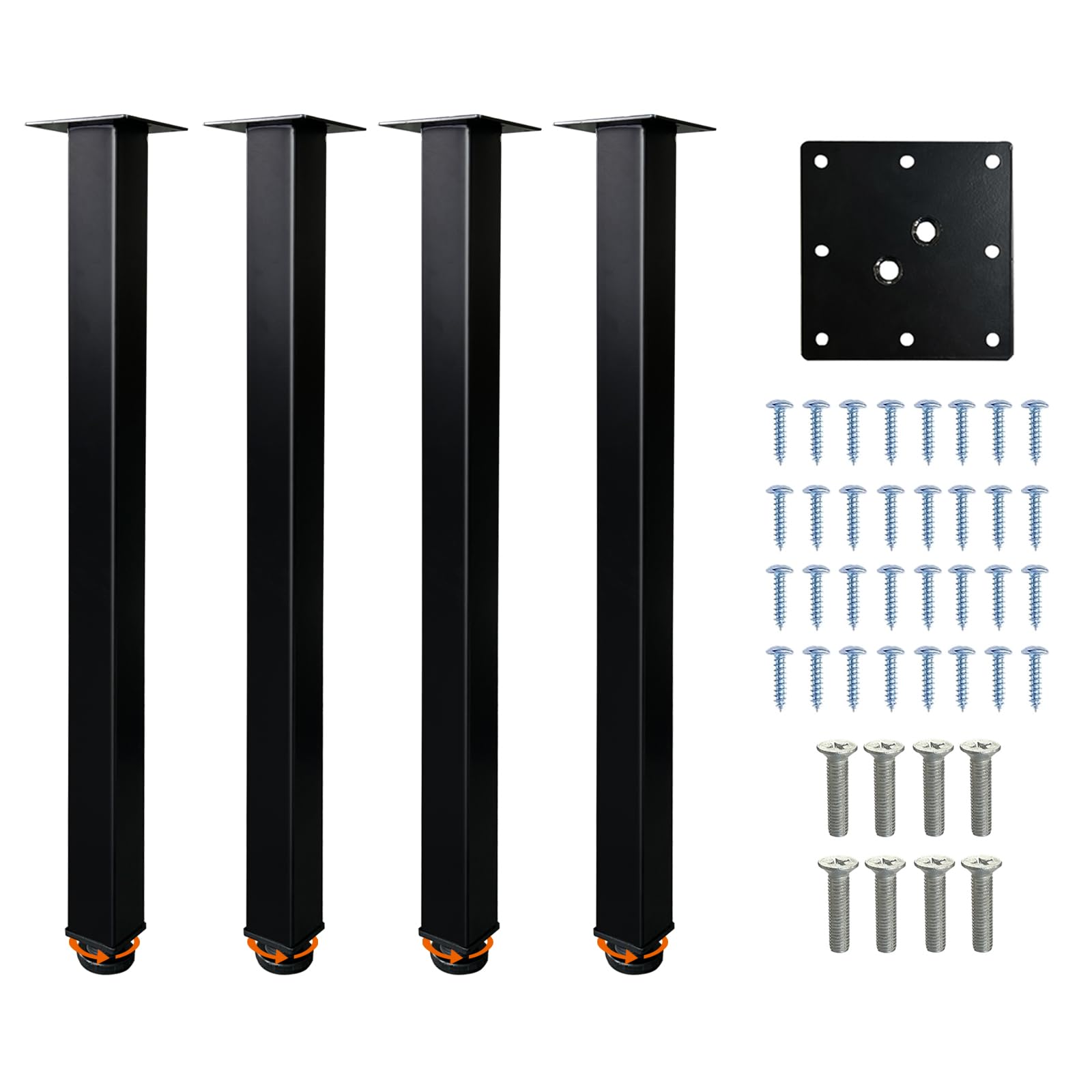 QLLY Table Legs 80cm/31.5 inch Square Metal Desk Legs, 4 Pcs Furniture Legs, DIY Office Table Leg (80cm, Black)