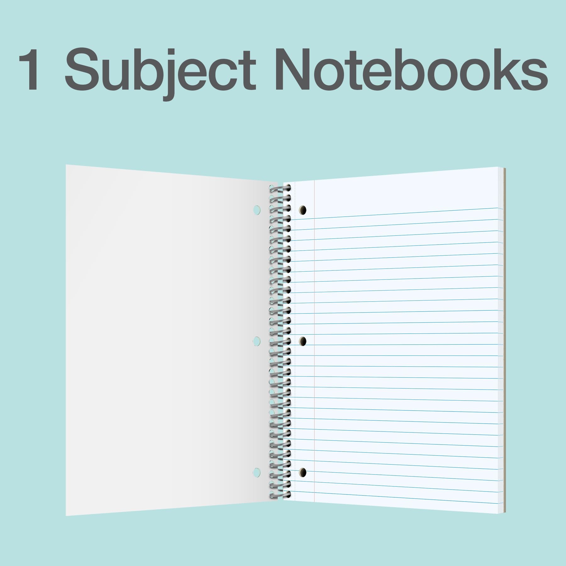 Oxford Cuadernos en espiral, paquete de 24, regla ancha, 70 hojas, 8 x 10.5 pulgadas, cubiertas primarias, páginas perforadas, 1 cuaderno de asignaturas con tabla de conversión para escuela, hogar y
