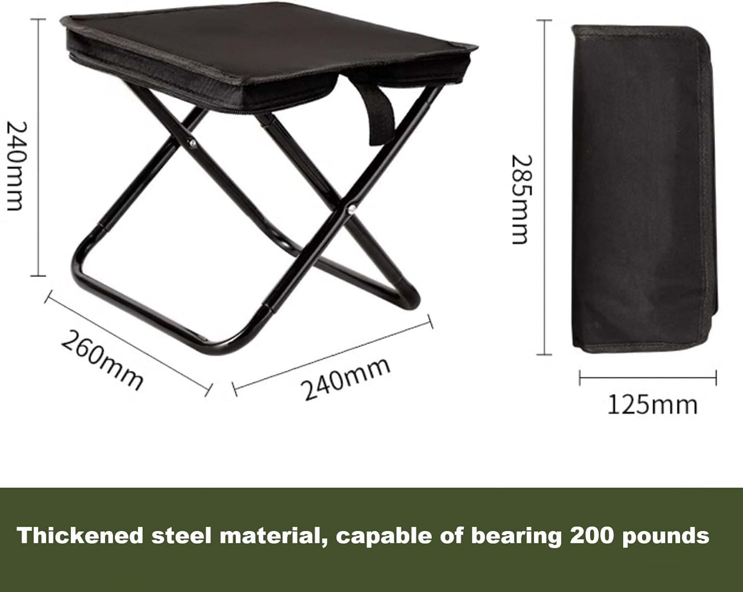 ZeiLaBang Kakadi 2 Stück Camping Hocker,26cm Tragbarer Klapphocker,Leicht Sitz Falthocker,Mini-Klapphocker,Campinghocker mit Aufbewahrungsbeutel, für BBQ, Camp, Reisen, Wandern, Beach, Garden, Angeln