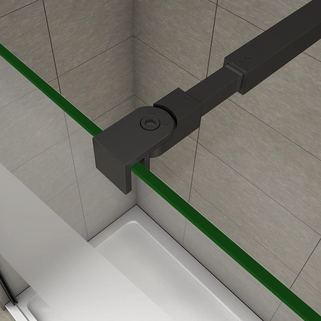 Walk In Parete Per Doccia 120x200 cm Vetro Temperato Anti-frantumi Anticalcare 8mm Striscia Satinata/Opaca Barra Stabilizzatrice da 73-120 cm Telaio Nero Opaco