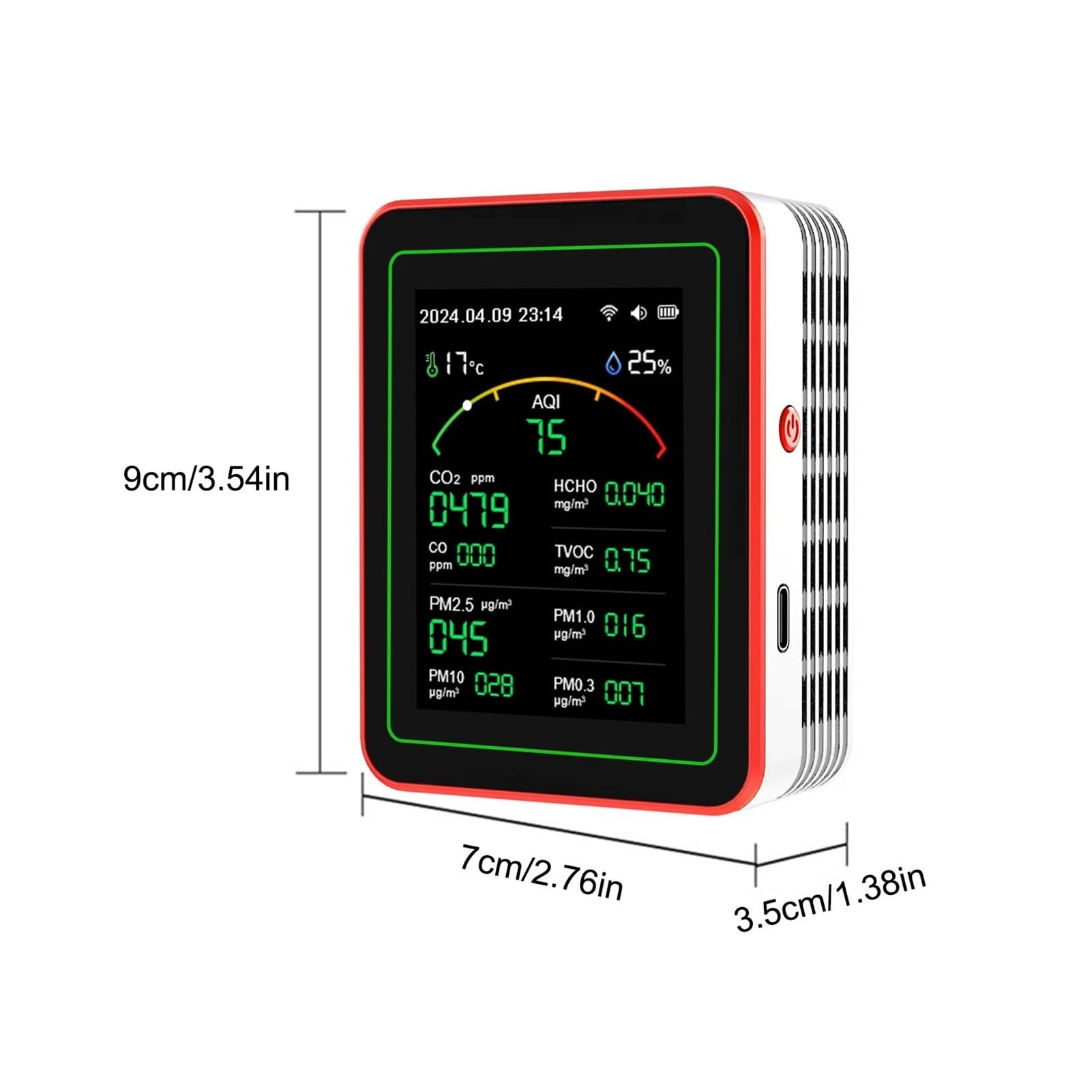 Monitor de calidad del aire, Detector De Calidad Del Aire WiFi 15 En 1 CO/CO2/HCHO/TVOC//PM0.3/PM1.0/PM2.5/PM10/temperatura/humedad/monitor(15 in 1 WIFI White)