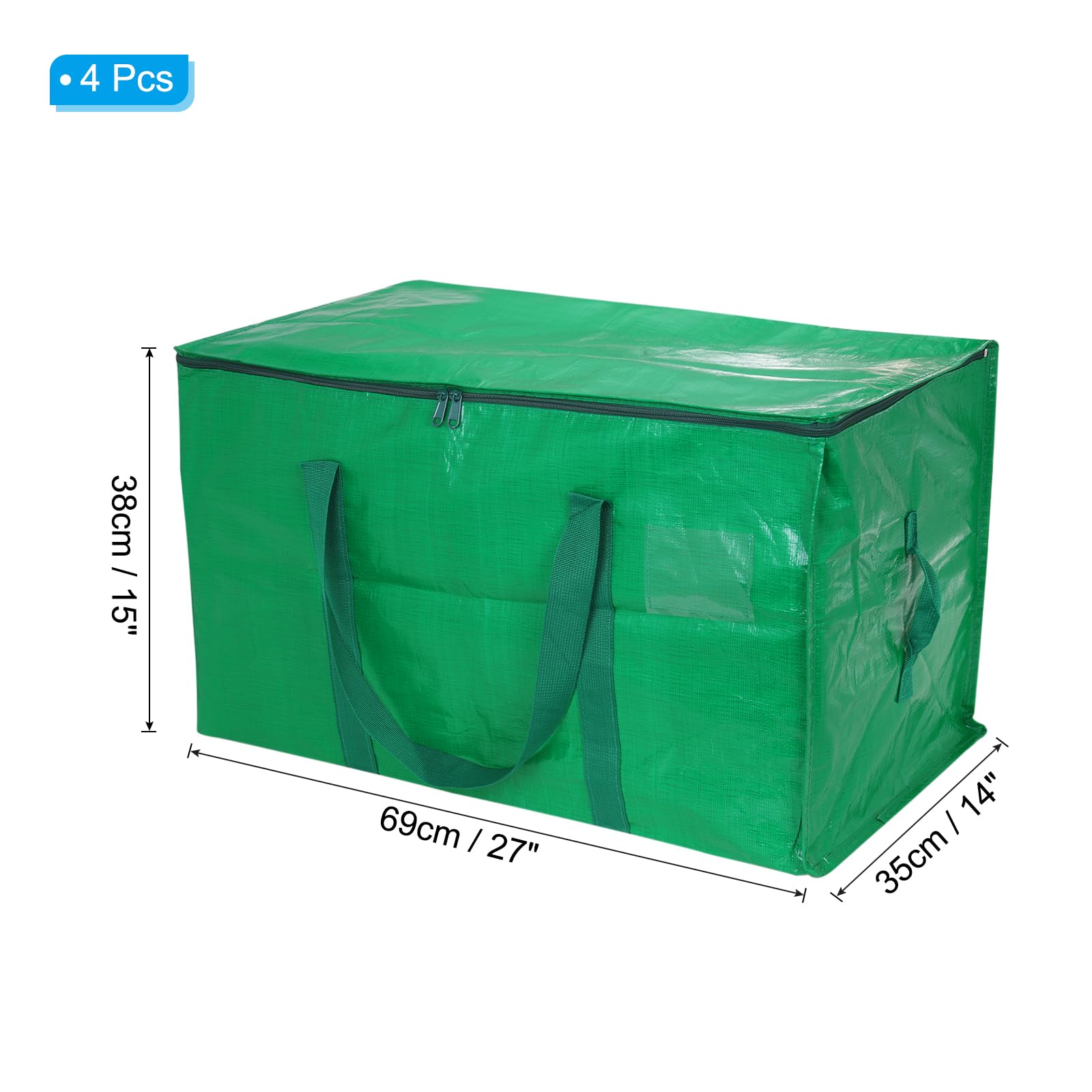PATIKIL Extra Large Moving Bags, 4 Pack with Reinforced Handles and Zipper Storage Tote Packing Bags Collapsible for Clothes Moving Supplies,Green - Image 2