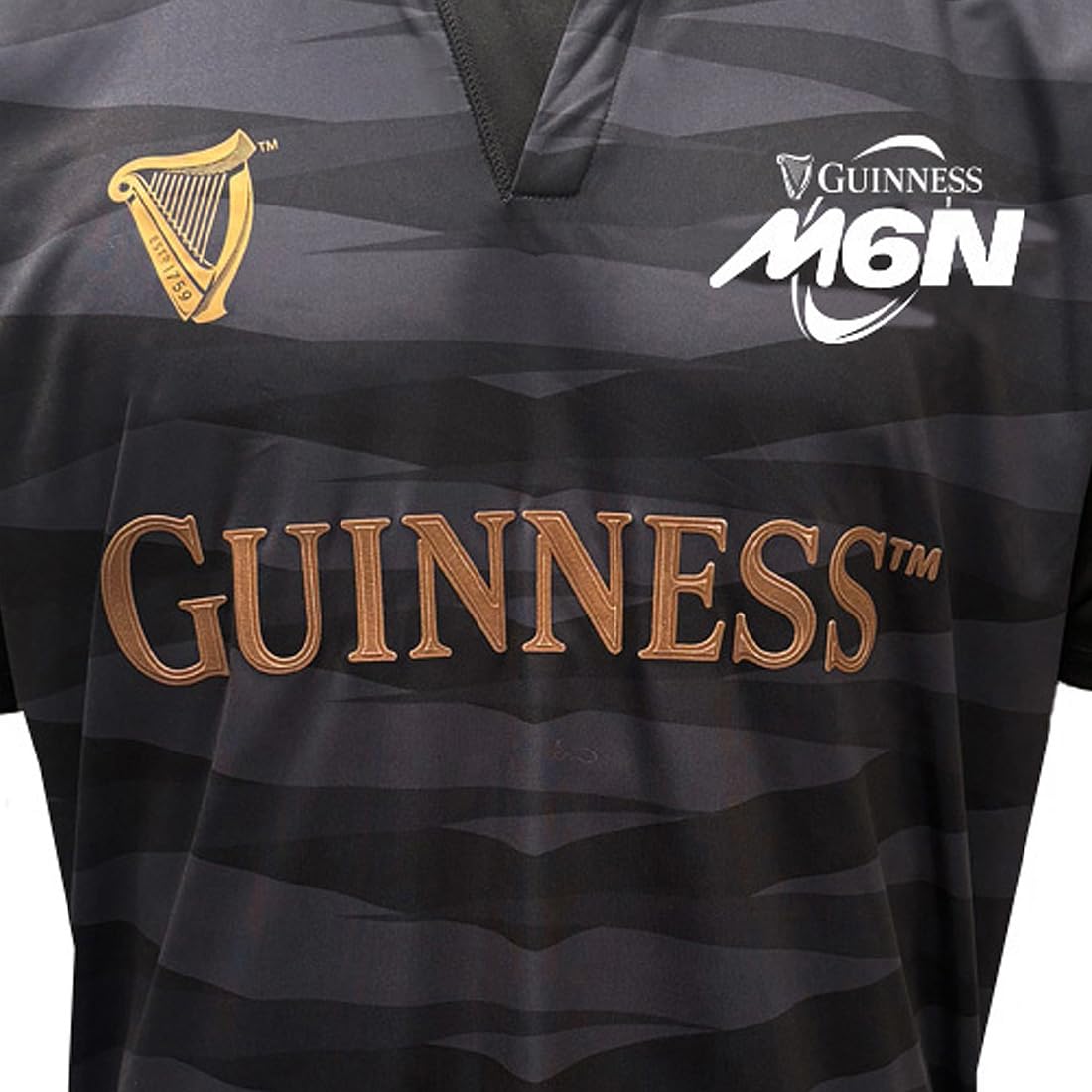 Maillot de rugby Guinness Six Nations M6N Noir et Gris Performance
