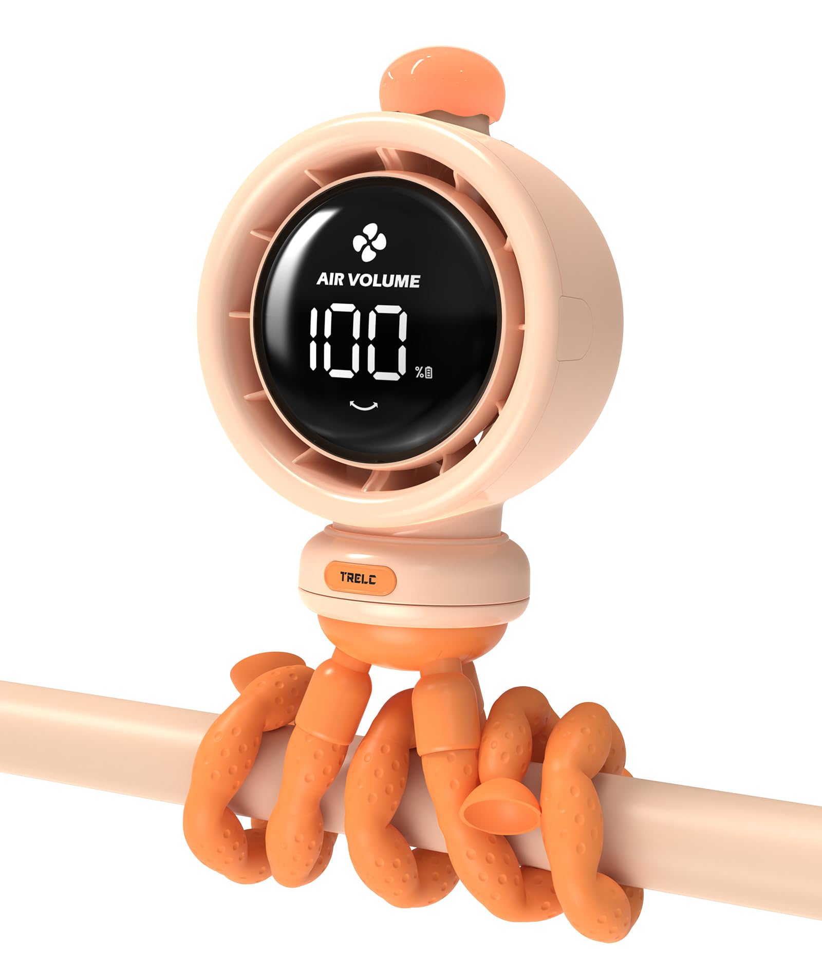 TRELC Ventilador de cochecito de bebé grande, ventilador portátil sin aspas, ventilador turbo silencioso de 1 a 100 velocidades con pantalla LED y luz nocturna, ventiladores de refrigeración