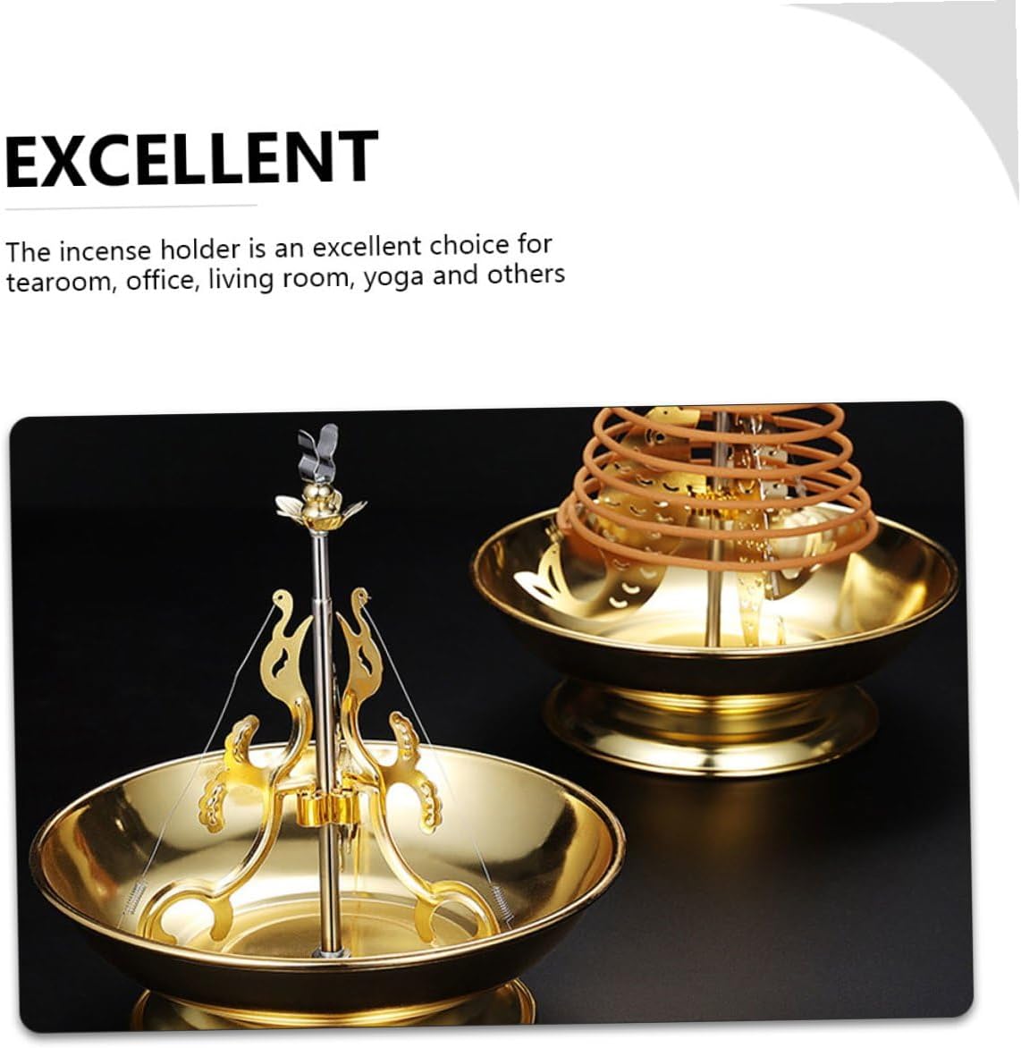 Alloy Incense Stick Burner and Desktop Incense Holder Censer Adornment Radiant for Meditation Worship and Home Decor