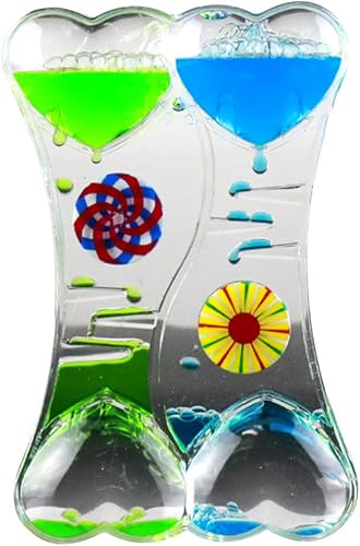 MG554zy0 Doble Corazón Líquido Movimiento Burbuja de Goteo Aceite de Arena Reloj Temporizador Reloj de Juguete para Niños Regalo Doble Corazón