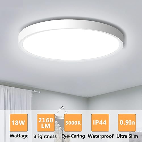 Miniatura 3 de Paquete de 4 lámparas de techo LED de montaje empotrado, lámpara de techo LED moderna de 9 pulgadas, color blanco, 18 W, 5000 K, perfil bajo,