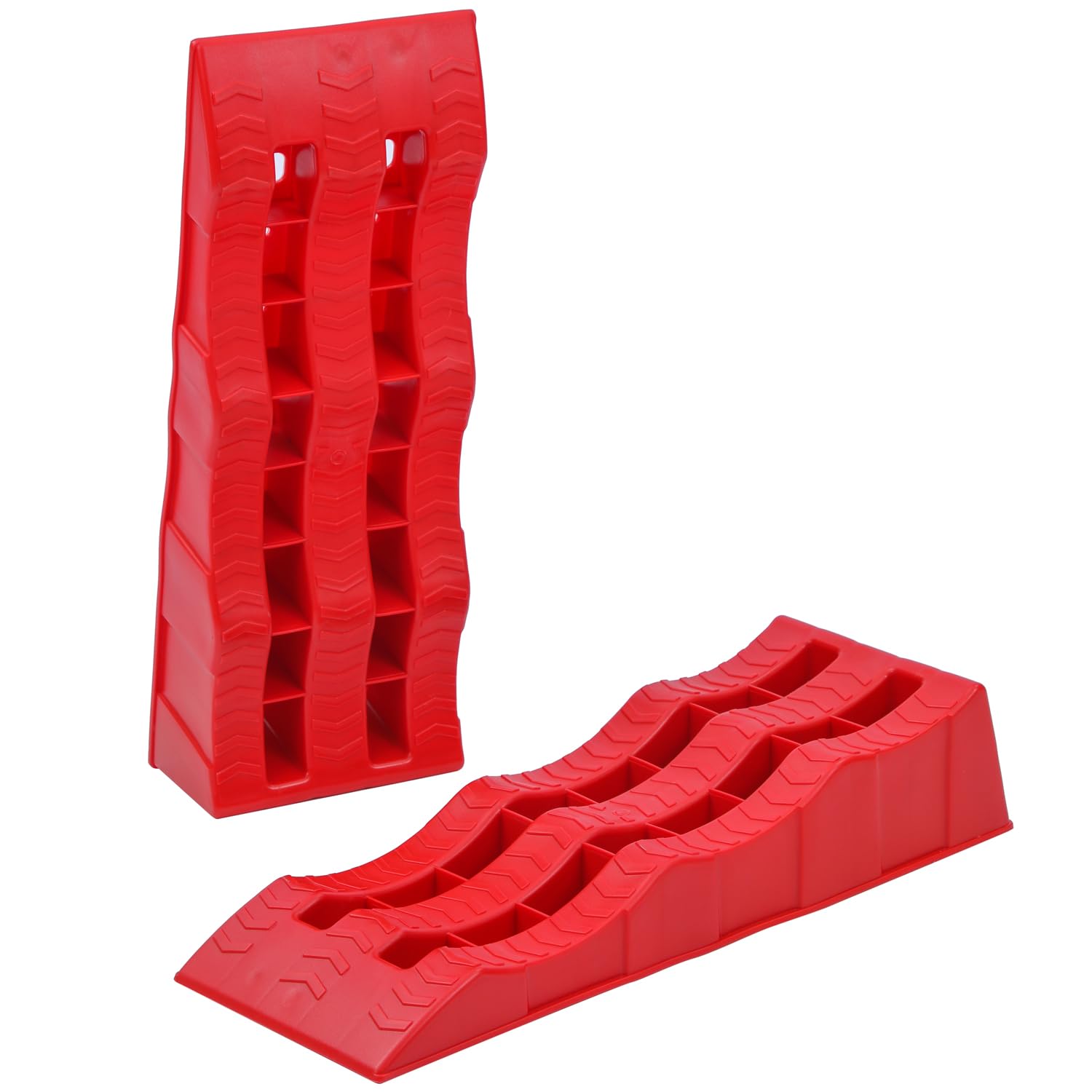 KATSU Lot de 2 rampes de nivellement pour Caravane, capacité de 4 tonnes, Robustes, en Plastique, 3 étapes, pour Camping-Car, Camping-Car, véhicules, rampes de Bordure, Blocs de Roues, niveleurs