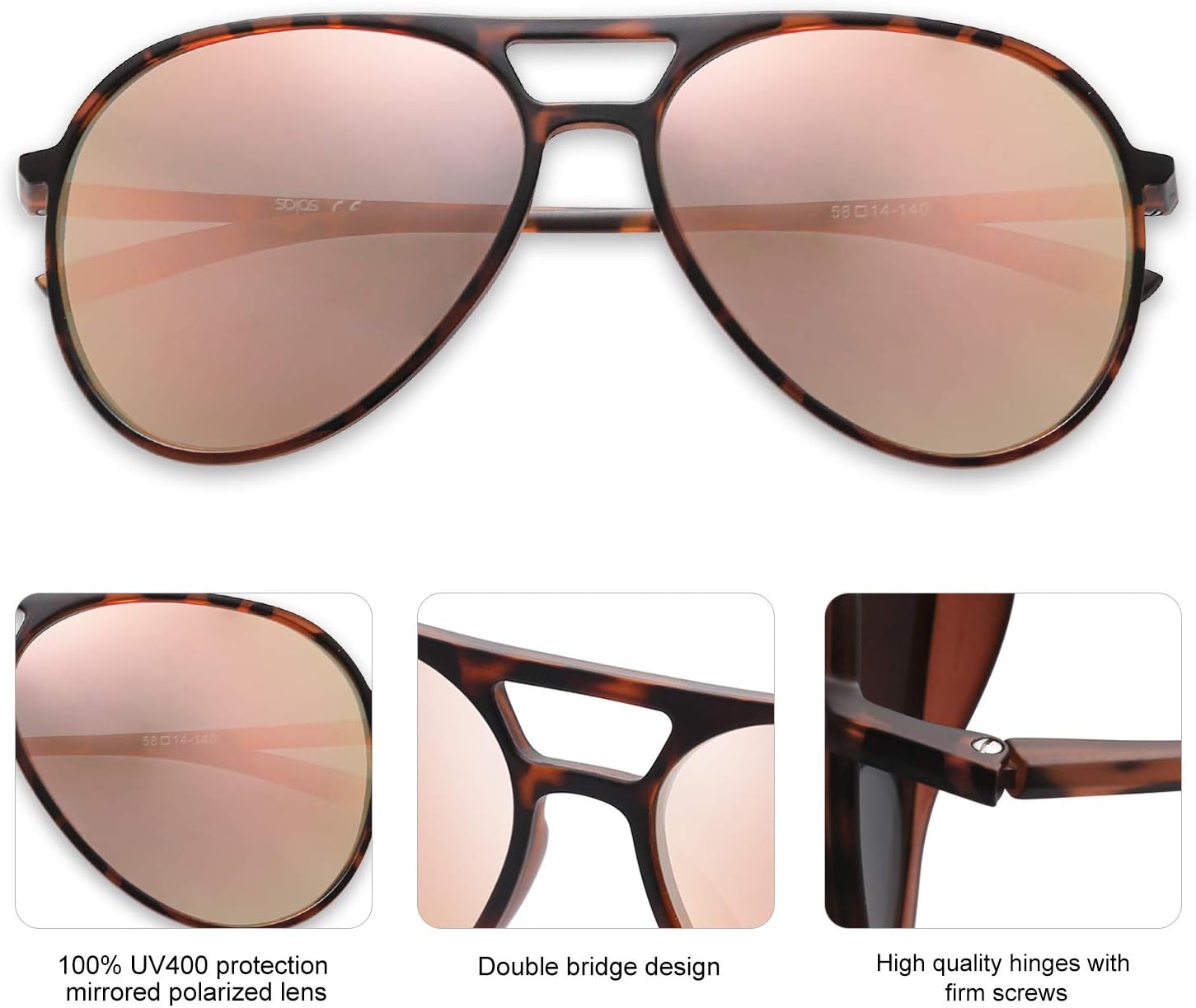 SOJOS Classic Polarized Aviator Ultra Lightweight Flexible Men Women Sunglasses JOURNEY SJ2065 - Image 5