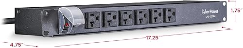 Miniatura 12 de Montaje del rack PDU Cyberpower Cps-1220 Rms, conector múltiple, 12 salida 20 A, 2400 VA, 1800 julios Negro