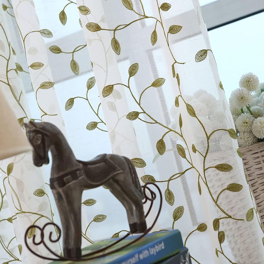 Light Filtering Tulle Drape, Embroidered Semi Sheer Curtain Hook, Semi Sheer Voile Window Curtain Drape Grommet Panels (Color : A-hook, Size : 79x106in)