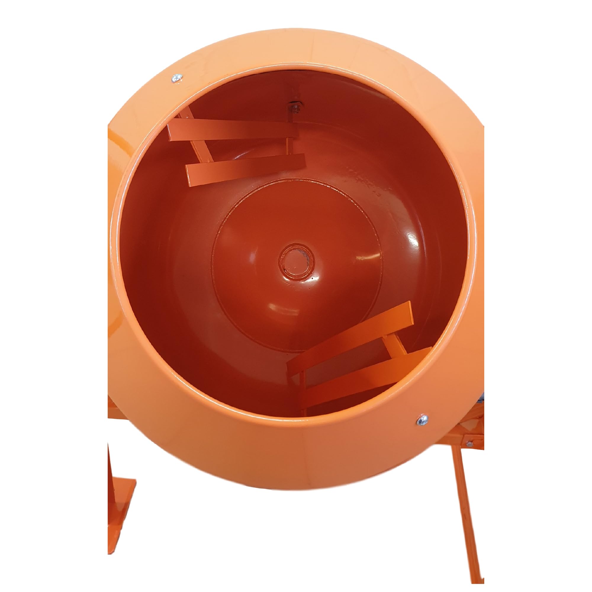Betonmischer BAU200, 200L Trommel, 1050W Motor, Orange, Stahlrahmen mit Metall-Zahnkranz, Kunststoffräder, Kipp-Handrad