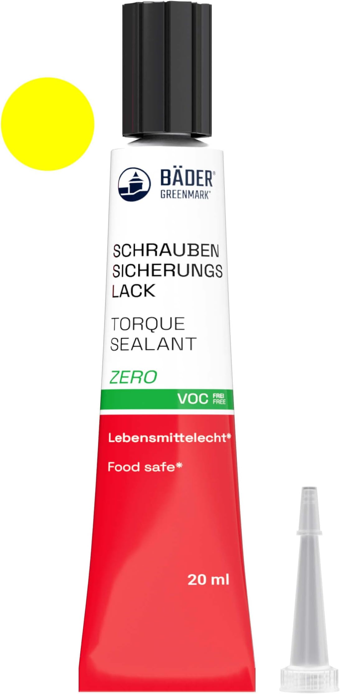 ORIGINAL BÄDER Torque Seal Tamper Proof Indicator ZERO color Yellow 20ml - Threadlocker Made in Germany since 1962 - Security pen for sealing and proof of manipulation.