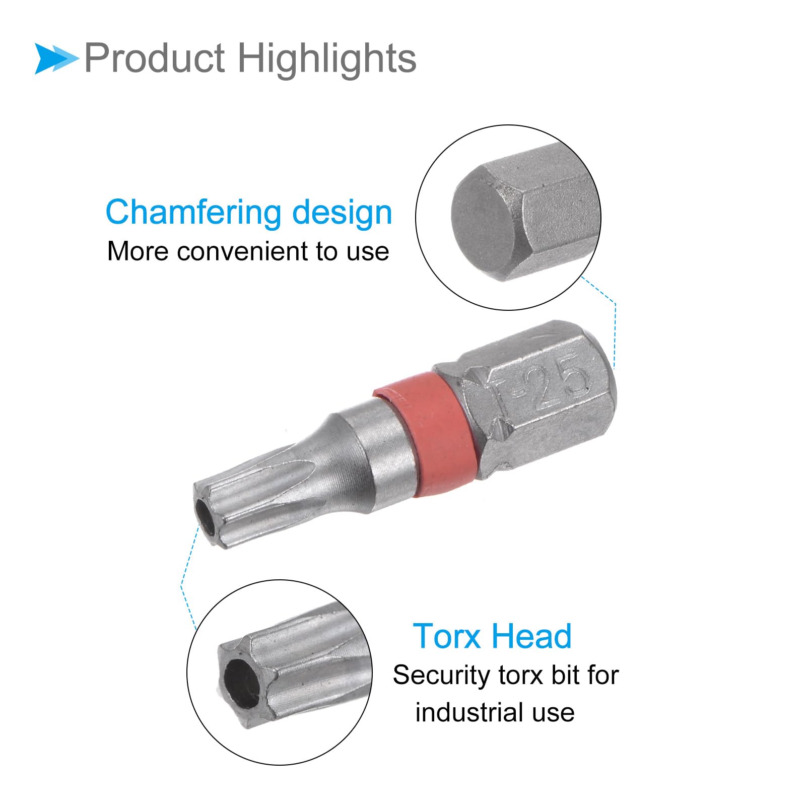 CoCud Magnetic Torx Screwdriver Bit, T25 25mm Length 1/4" Hex Shank, S2 Steel Star 6 Point Drill Driver Tamper Proof - Image 4