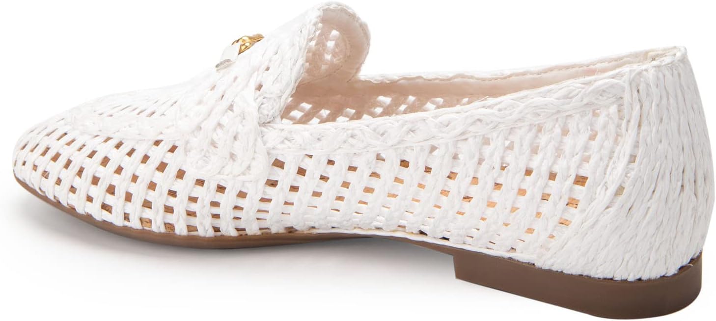 Aerosoles Women's Hour Raffia Loafer, White, 7.5